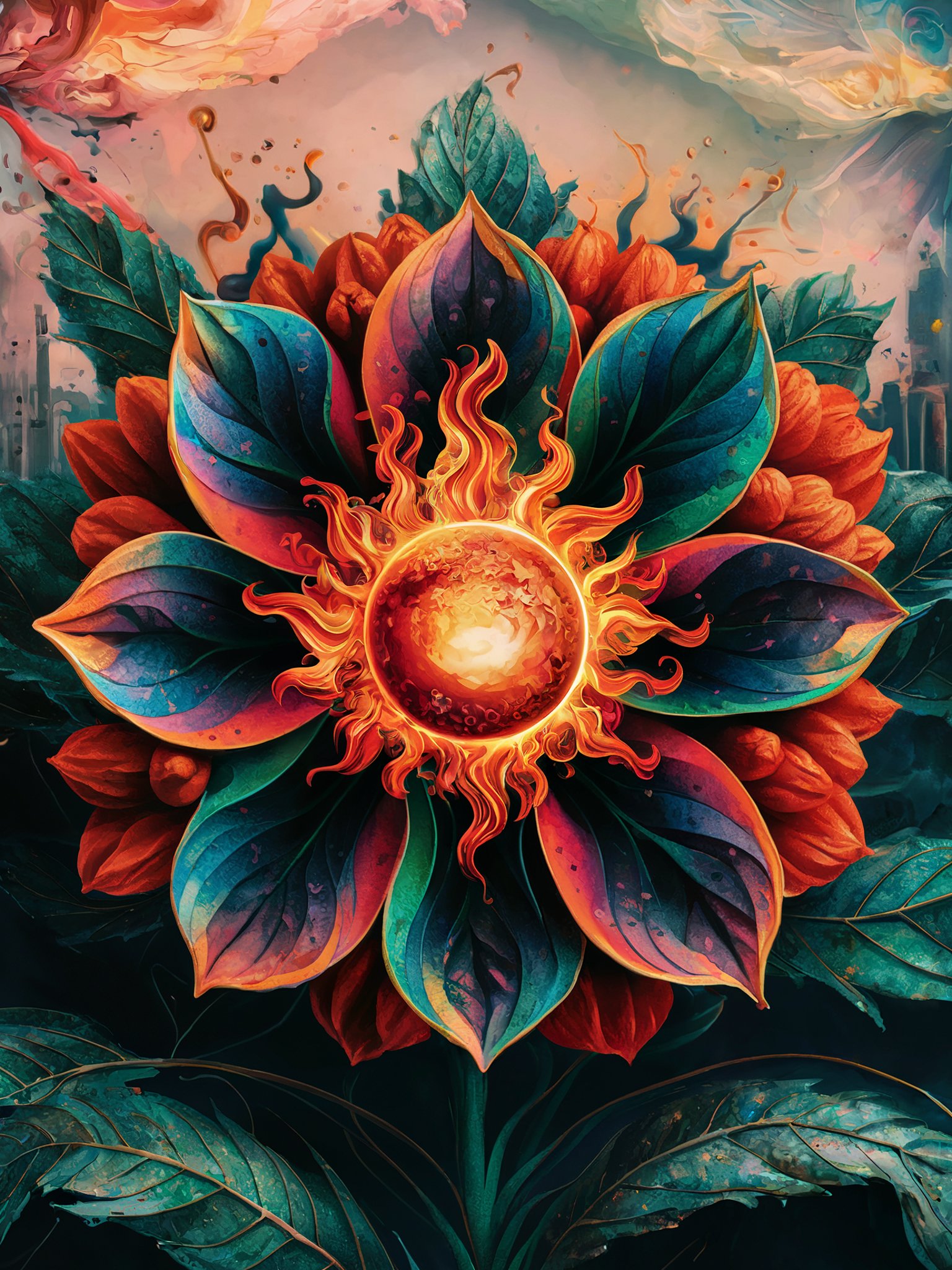 Stellar Sunflower Poster – Surreal Cosmic Bloom Wall Art product image (1)