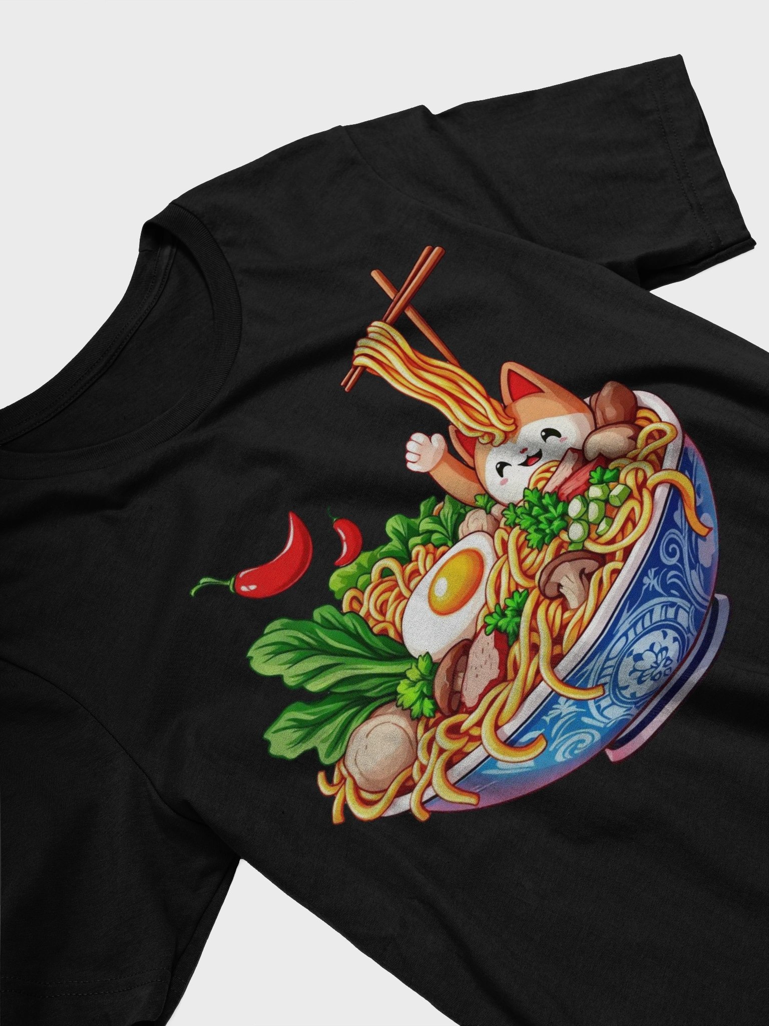 Whimsical Ramen Cat T-Shirt product image (4)