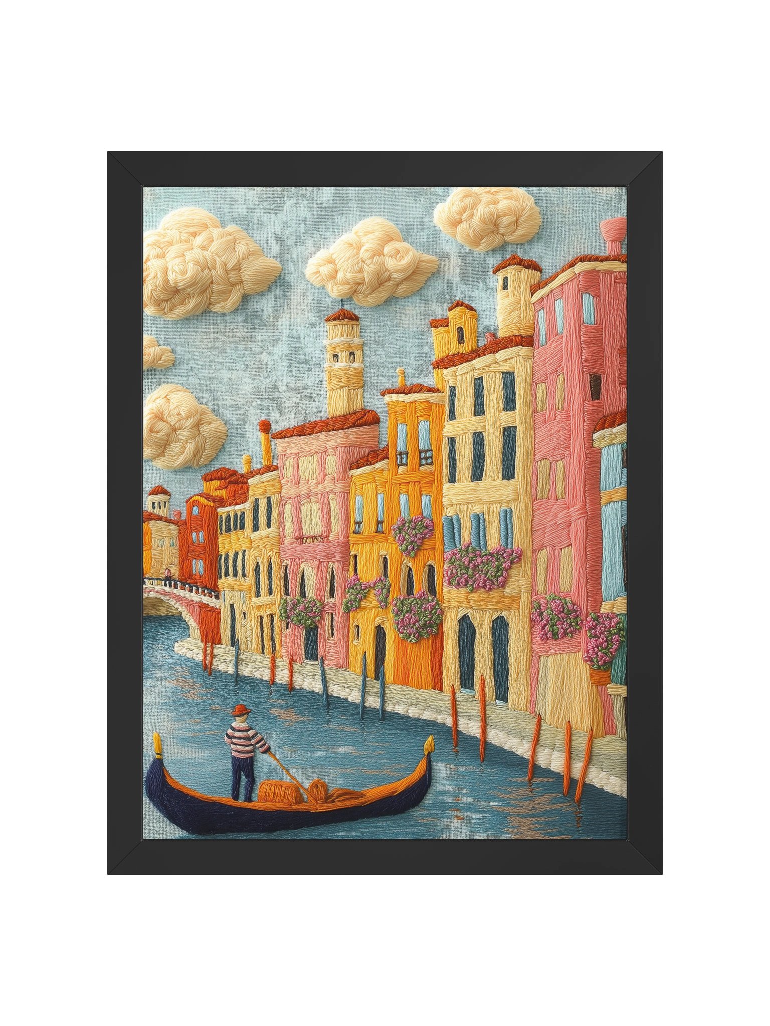 A Little Venice Memory | Embroidery-Style Wall Art — Framed Print product image (17)