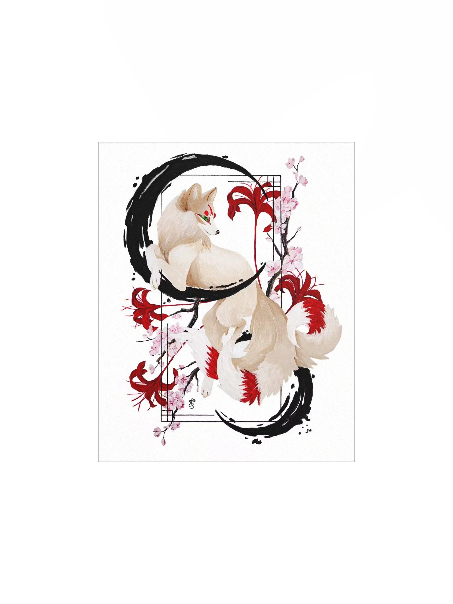 Kitsune Sumi-e Acrylic Paint Print product image (2)