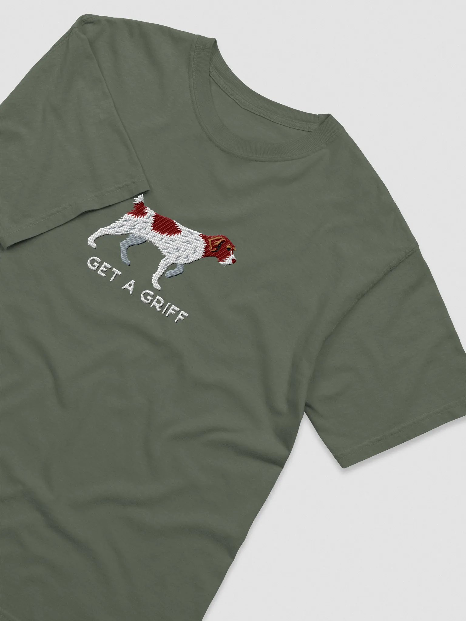 Get a Griff T-Shirt(Embroidered) of a Wirehaired Pointing Griffon(Liver & White) product image (6)