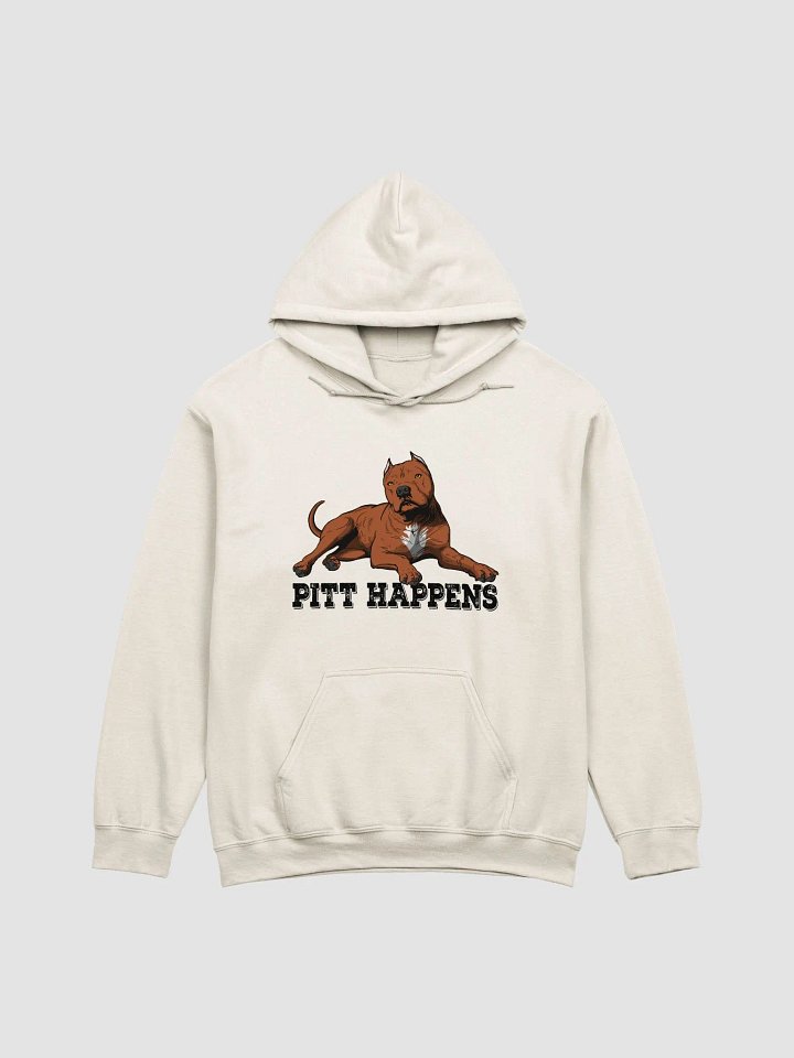Pitt Happens Hooded Sweatshirt of a Pitbull Terrier (Cropped Ears - Red) | Funny Hoodie for Pitbull, Bully, and Staffordshire Terrier Paw-rents product image (1)