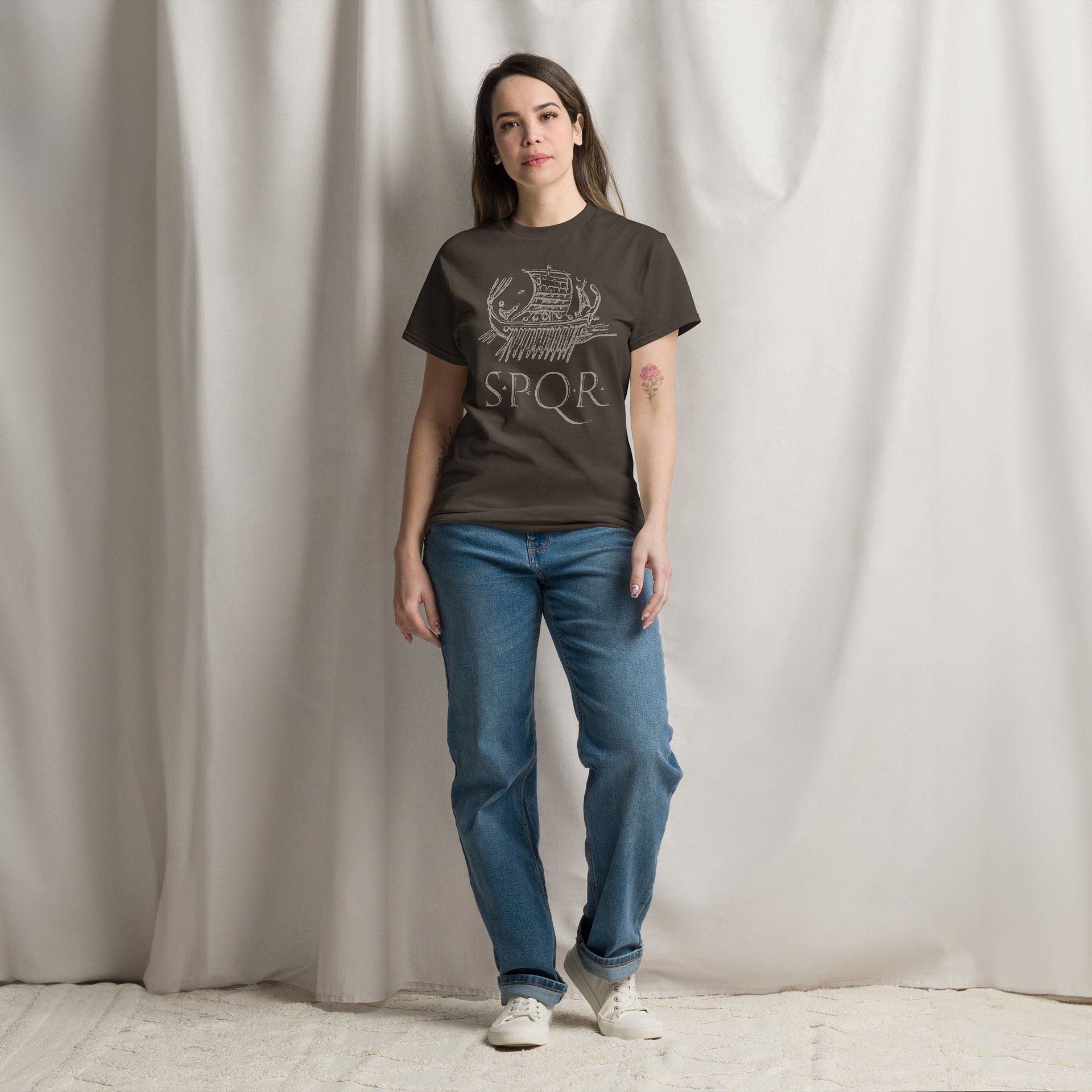 SPQR Galley Roman Art from 43 BC, Dark Chocolate T-Shirt product image (7)