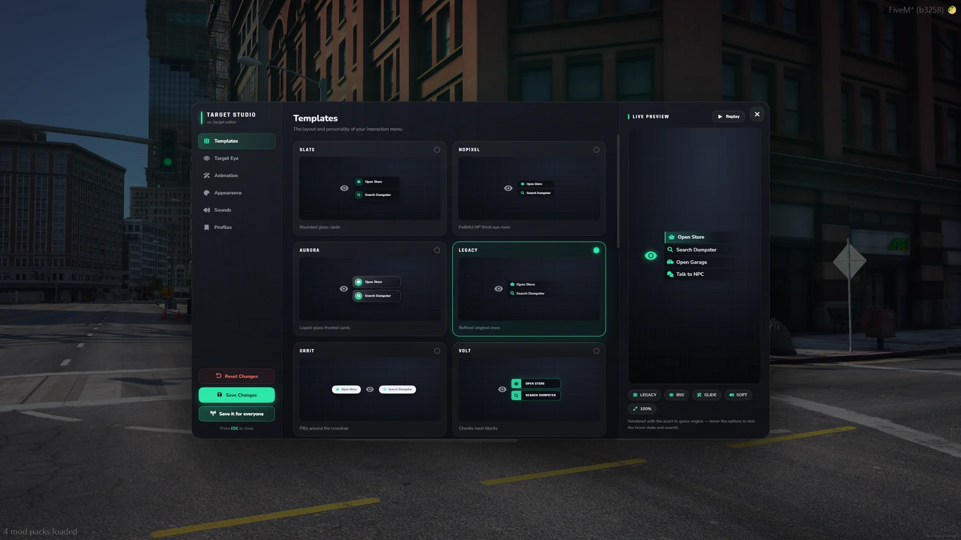FiveM Ox-Target Redesign 🎯 15 Templates, Custom Eyes & In-Game Editor (ESX/QB/QBox) product image (2)