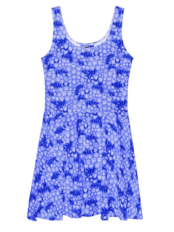 Periwinkle Blue Floral Skater Dress | Coastal Botanical Fit & Flare Summer Dress product image (5)