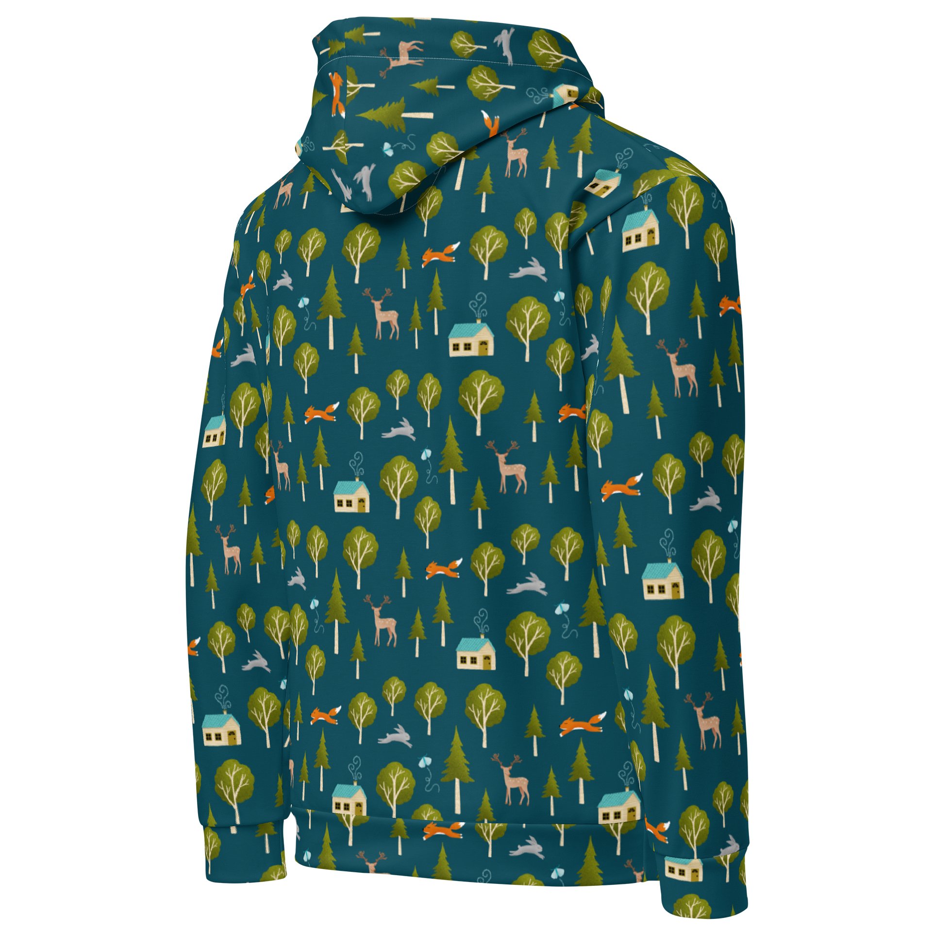 Cozy Cabin and Forest Animals Unisex Cotton Hoodie product image (4)