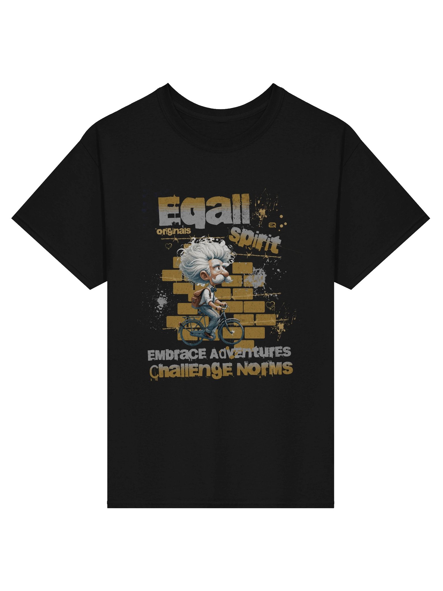 Whimsical Urban Cyclist Vibes Heavyweight 100% Cotton T-shirt by EQALL® Originals_Mustard_Grey product image (3)