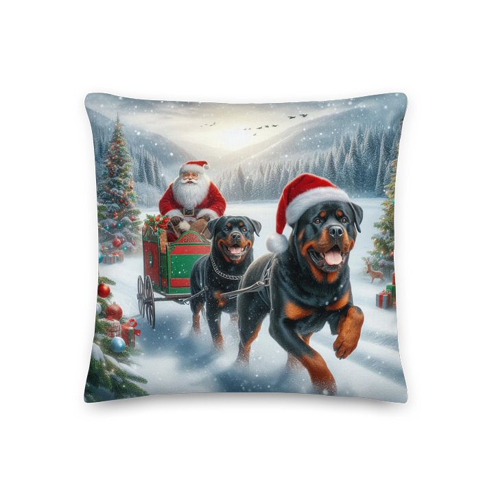 Santa's Rottweiler Sleigh All-Over Print Pillow product image (1)