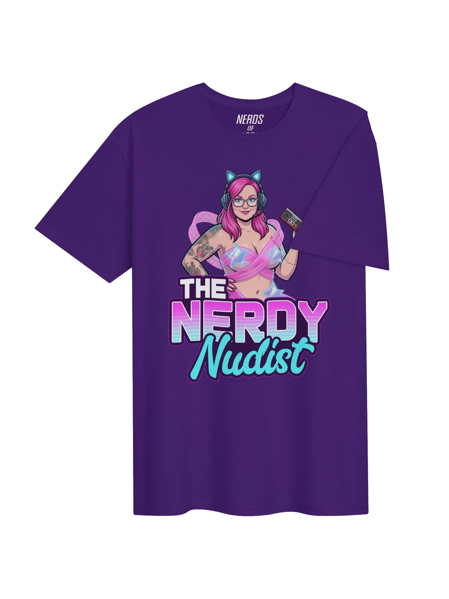 Nerdy Nudist Logo Tee (purple, navy) product image (4)
