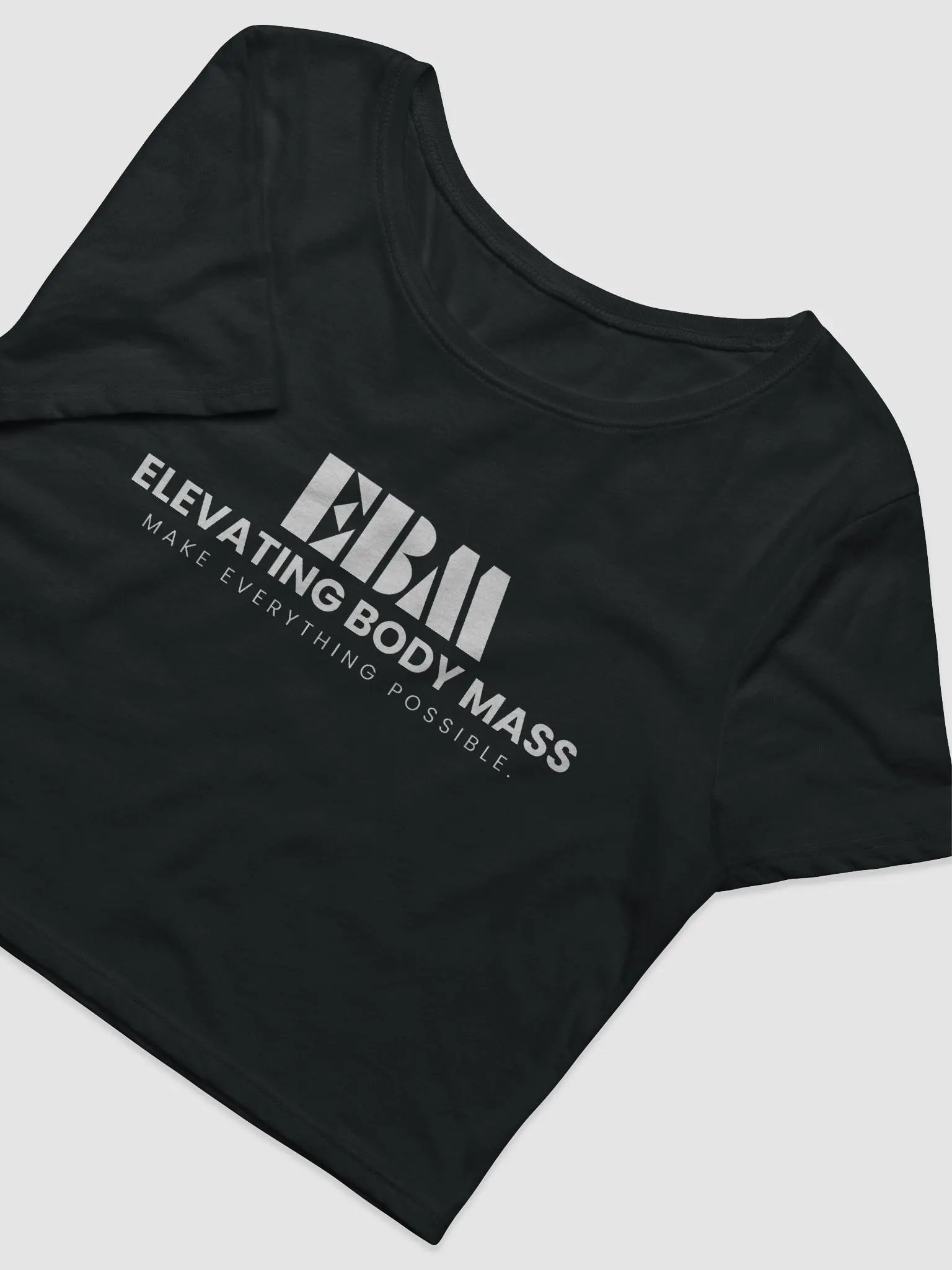 EBM Black Women's Crop Baby Tee (White Logo) product image (2)