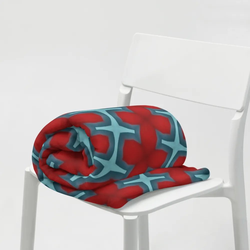 Red & Blue Diagonal Floral Throw Blanket product image (9)