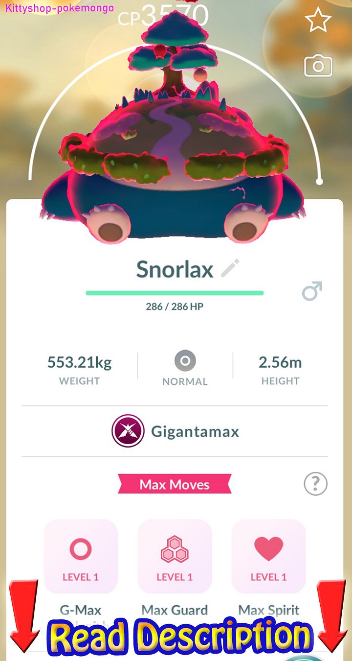 🟢Level 50 Gigantamax Snorlax Maxed 3 Move Trade go Fast Shipping ✅ product image (1)