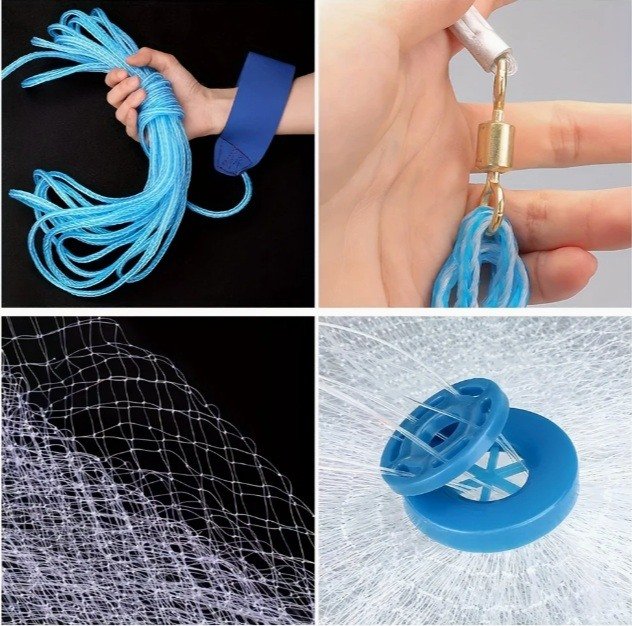 Heavy-Duty Fishing Cast Net - Easy Throw Hand-Cast Nylon Bait Trap product image (6)