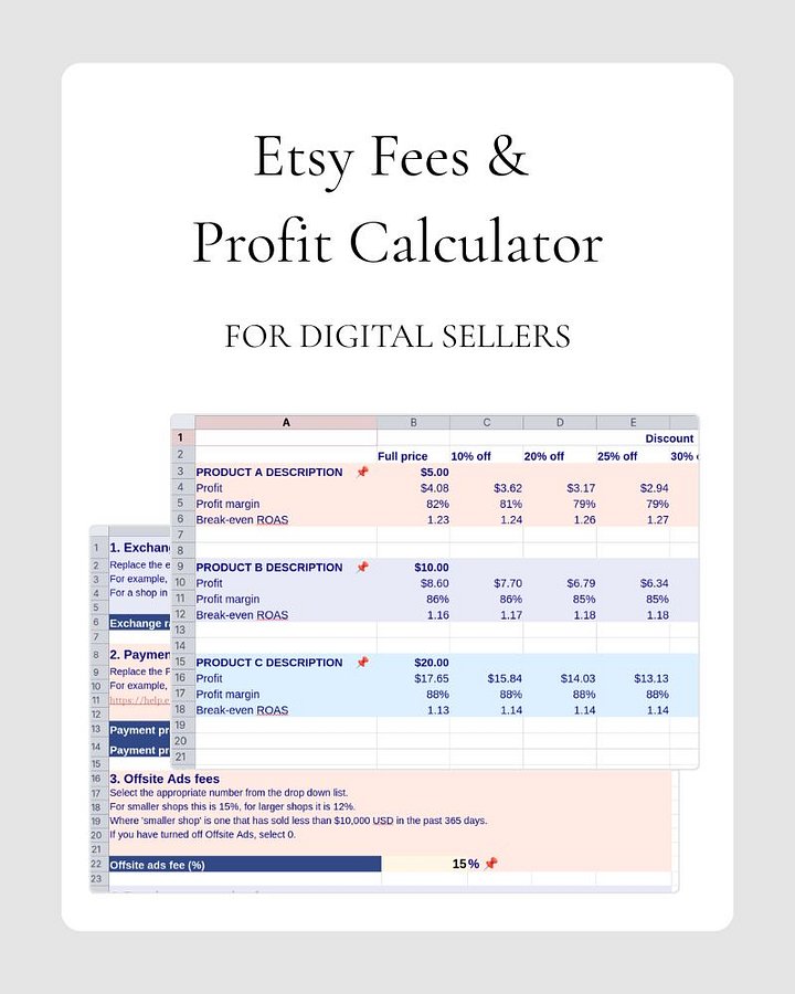 Free Etsy Fee Calculator For Digital Products product image (1)