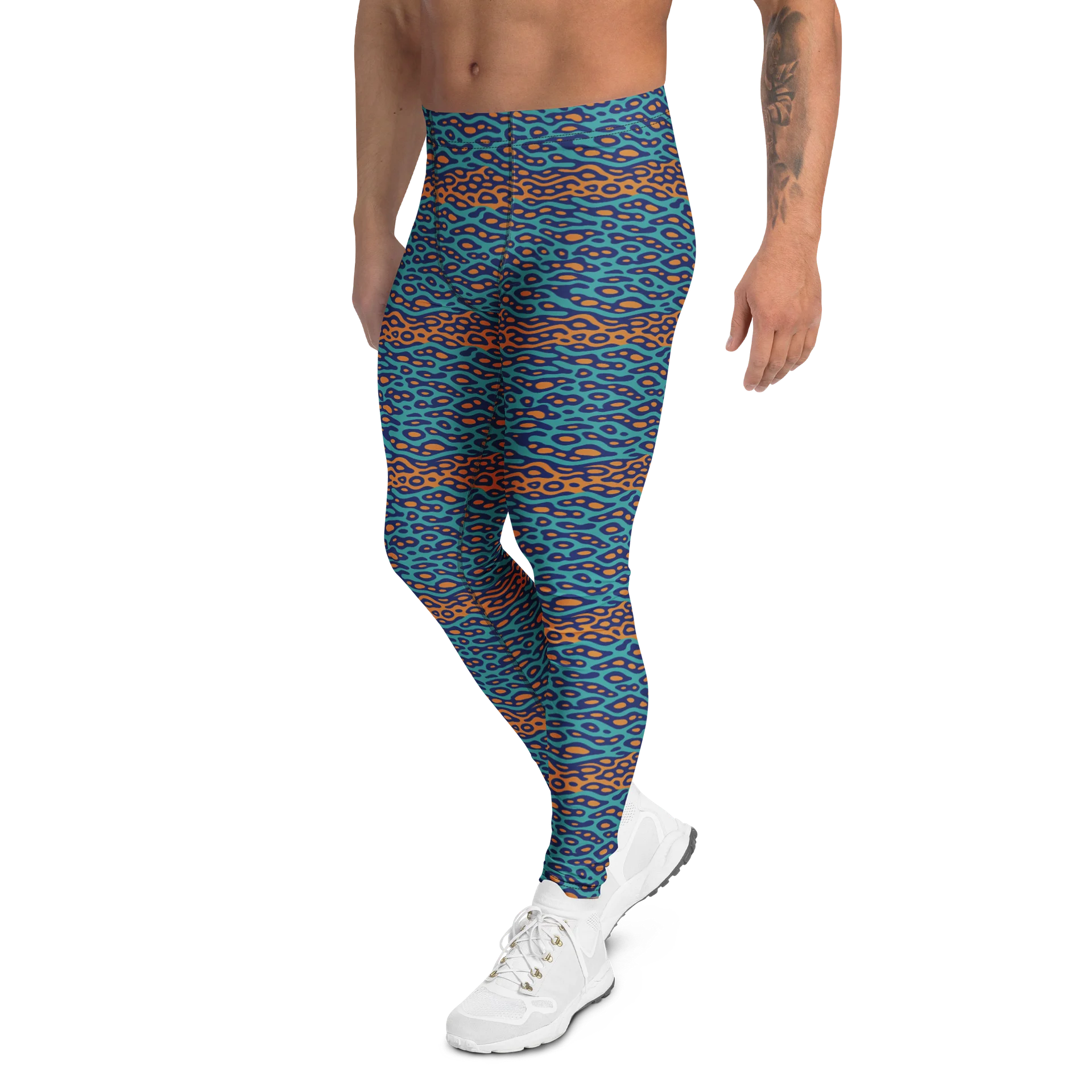 Wavy Organic Pattern Men's Compression Leggings product image (4)