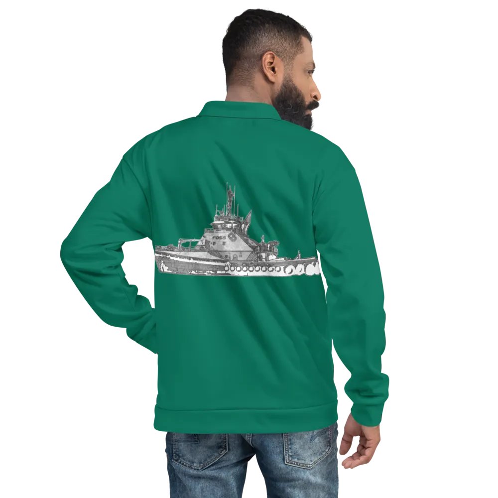 Copy of Twin Anchor Titan tug Teal Bomber Jacket product image (12)