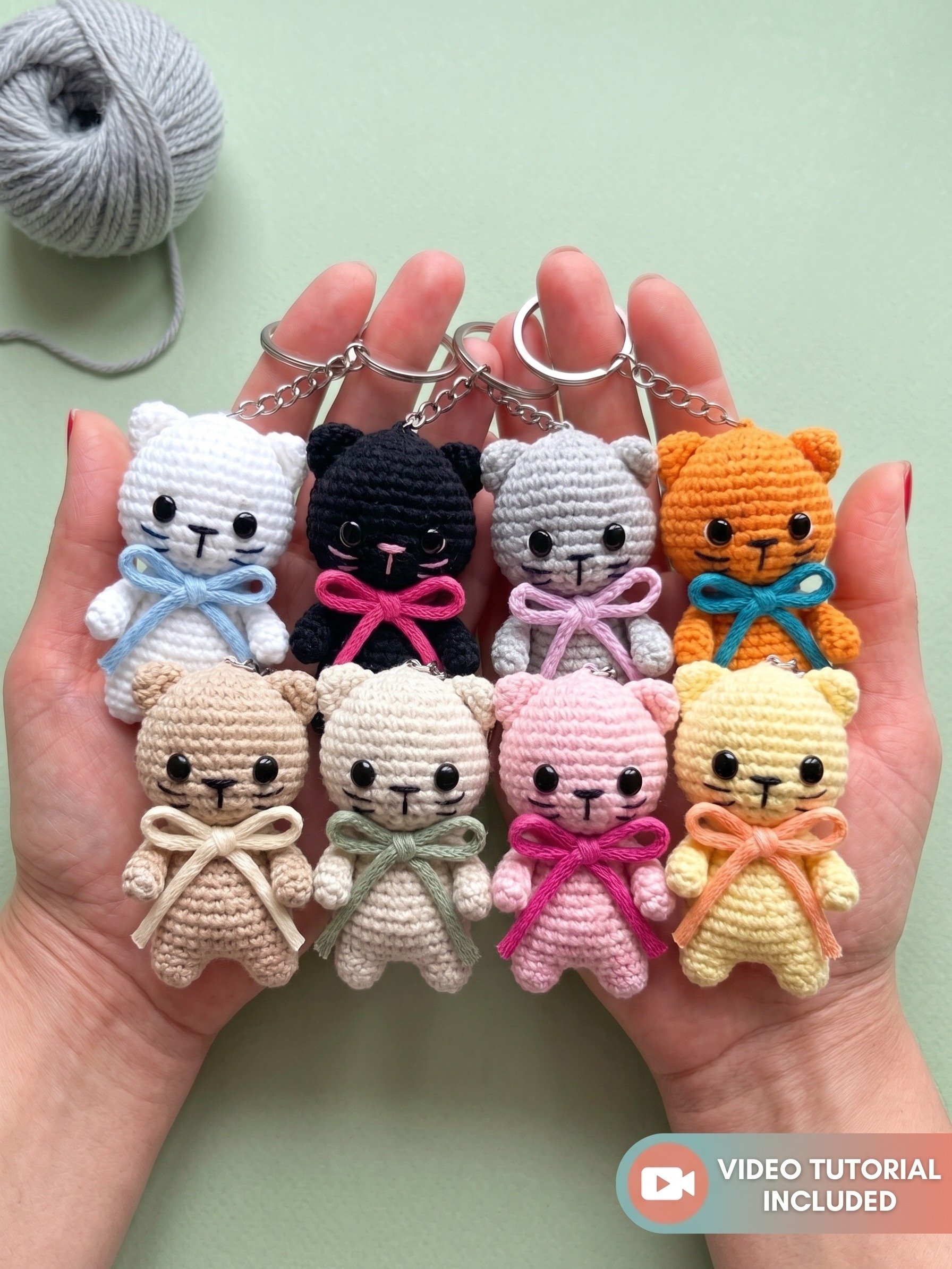 Crochet Cat Keychain Pattern PDF with Video Tutorial product image (3)
