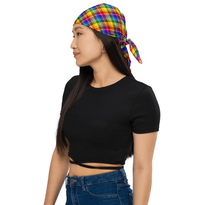 Bright Rainbow Plaid Bandana product image (1)
