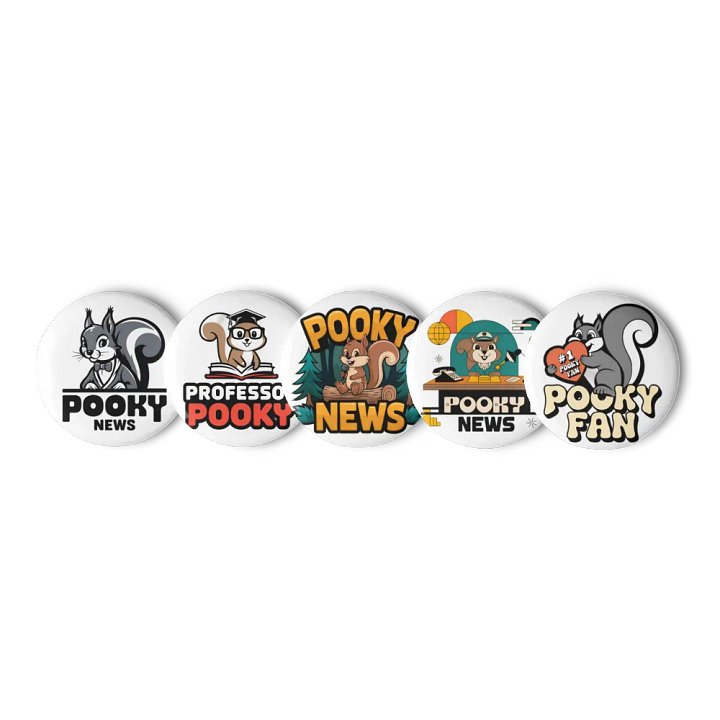 Original Pooky Artwork Buttons: Set of Five -t product image (1)