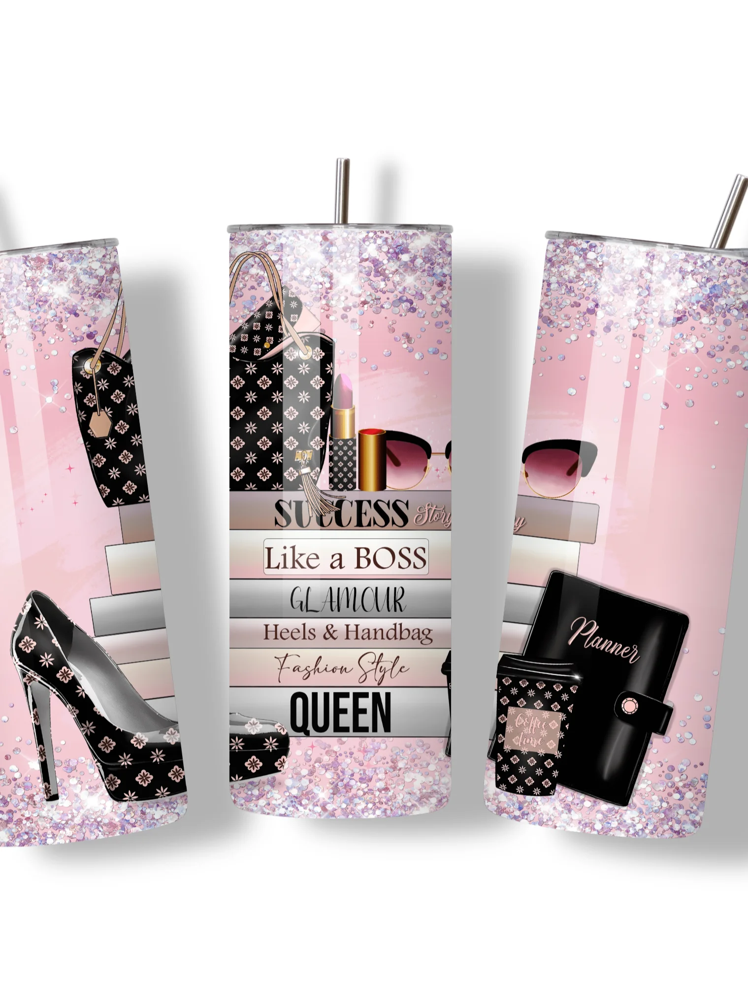 Boss Babe 20oz Skinny Tumbler with Metal Straw – Double-Walled Insulated Stainless Steel Tumbler for Hot & Cold Drinks, Gift for Stylish Women product image (3)
