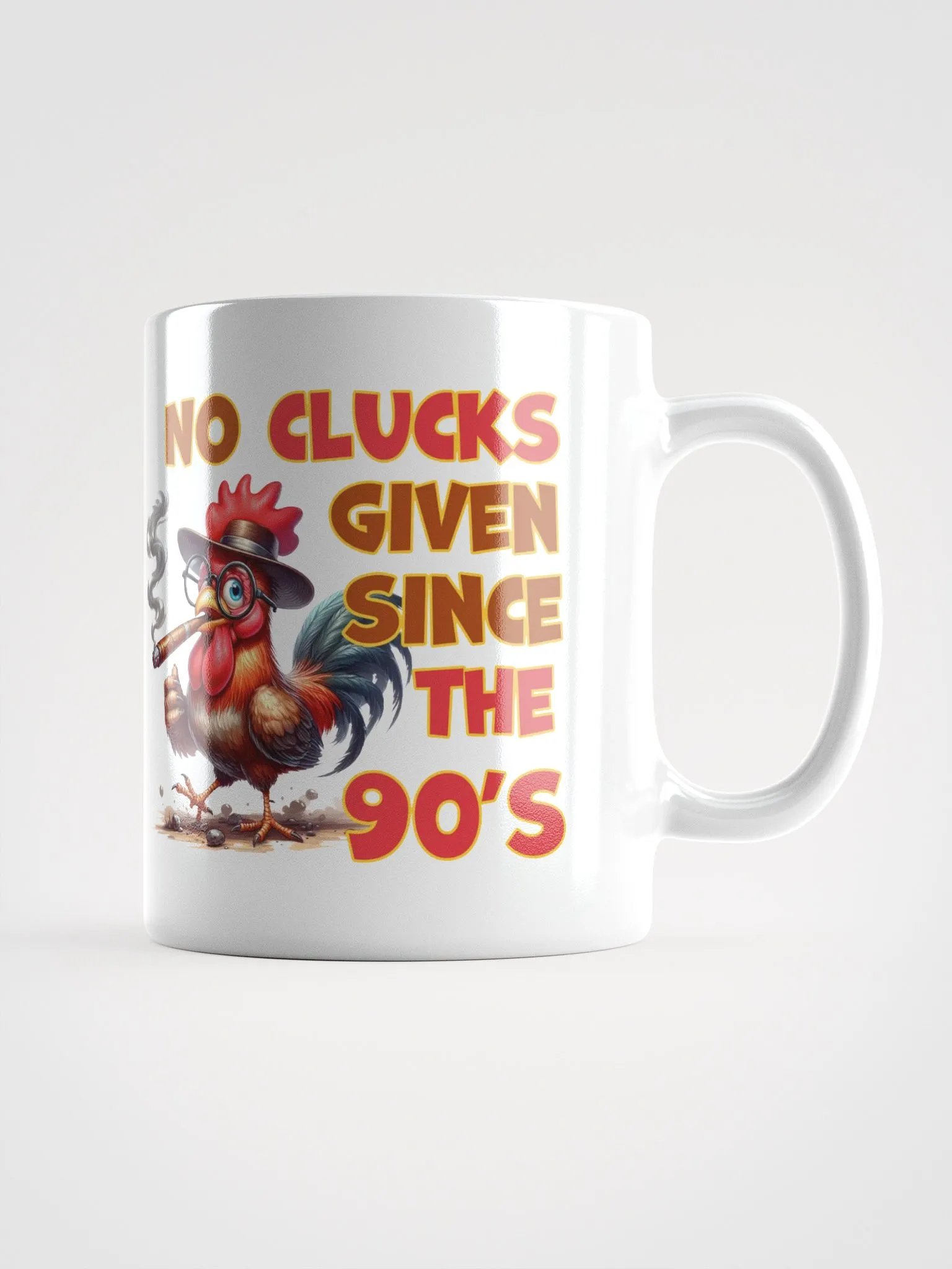 No Clucks Given Since The 90's - White glossy mug product image (3)
