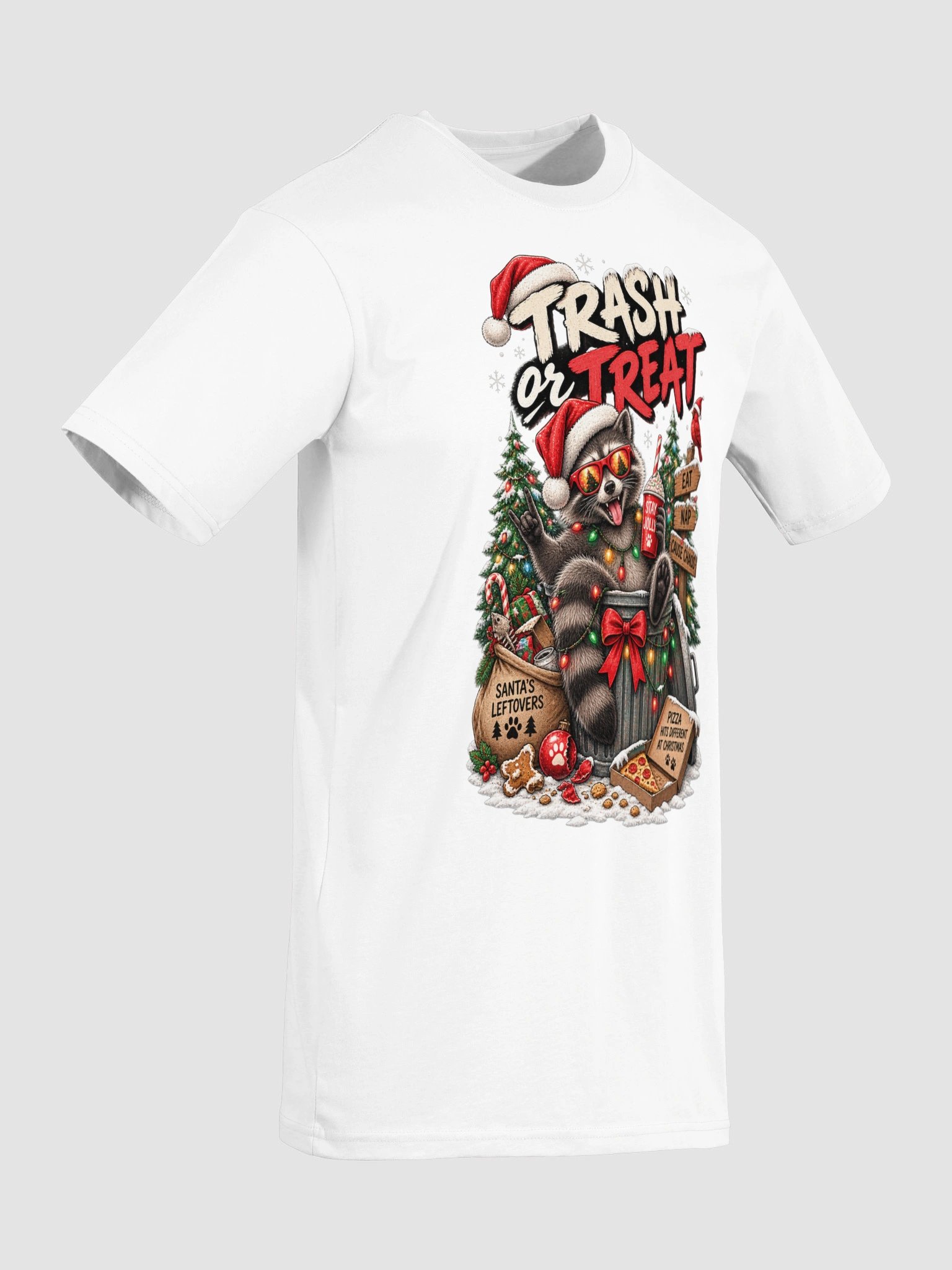 Trash or Treat Raccoon Christmas Shirt | Funny Trash Panda Holiday Tee product image (10)