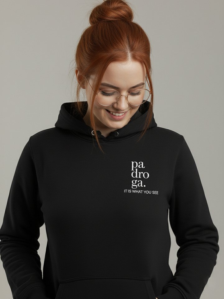padroga. black hoodie vertical logo product image (2)