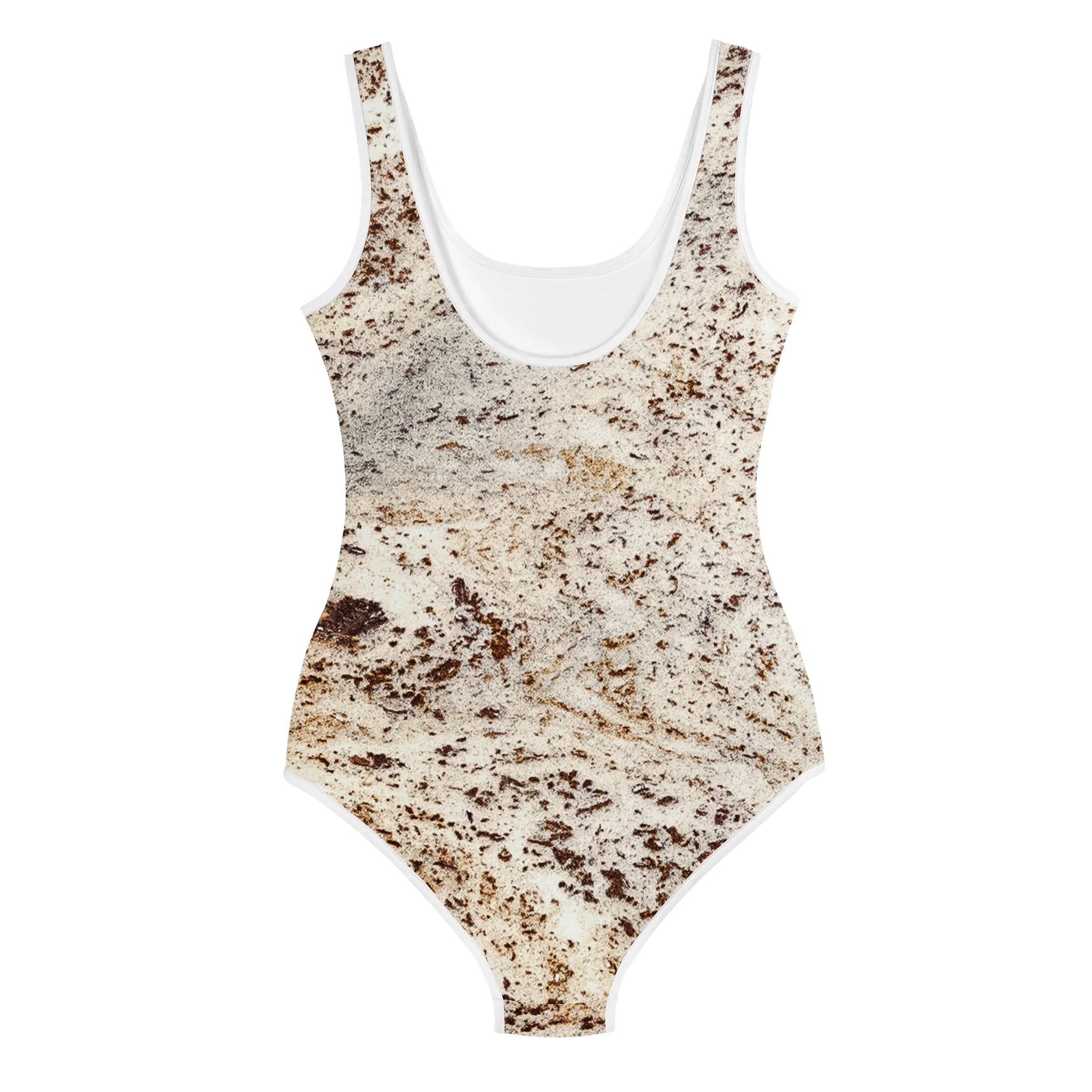 Espresso Swirl: Youth All-Over Print Earthy Brown & Cream One-Piece Swimsuit product image (2)