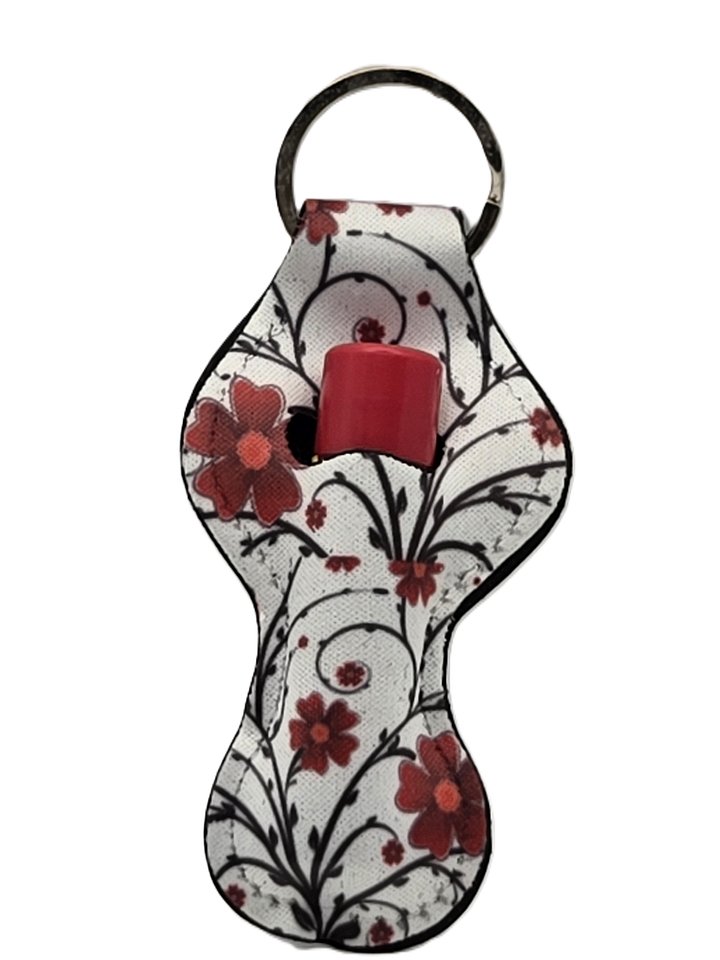 Red Flower Lip Balm Holder Key Ring product image (1)
