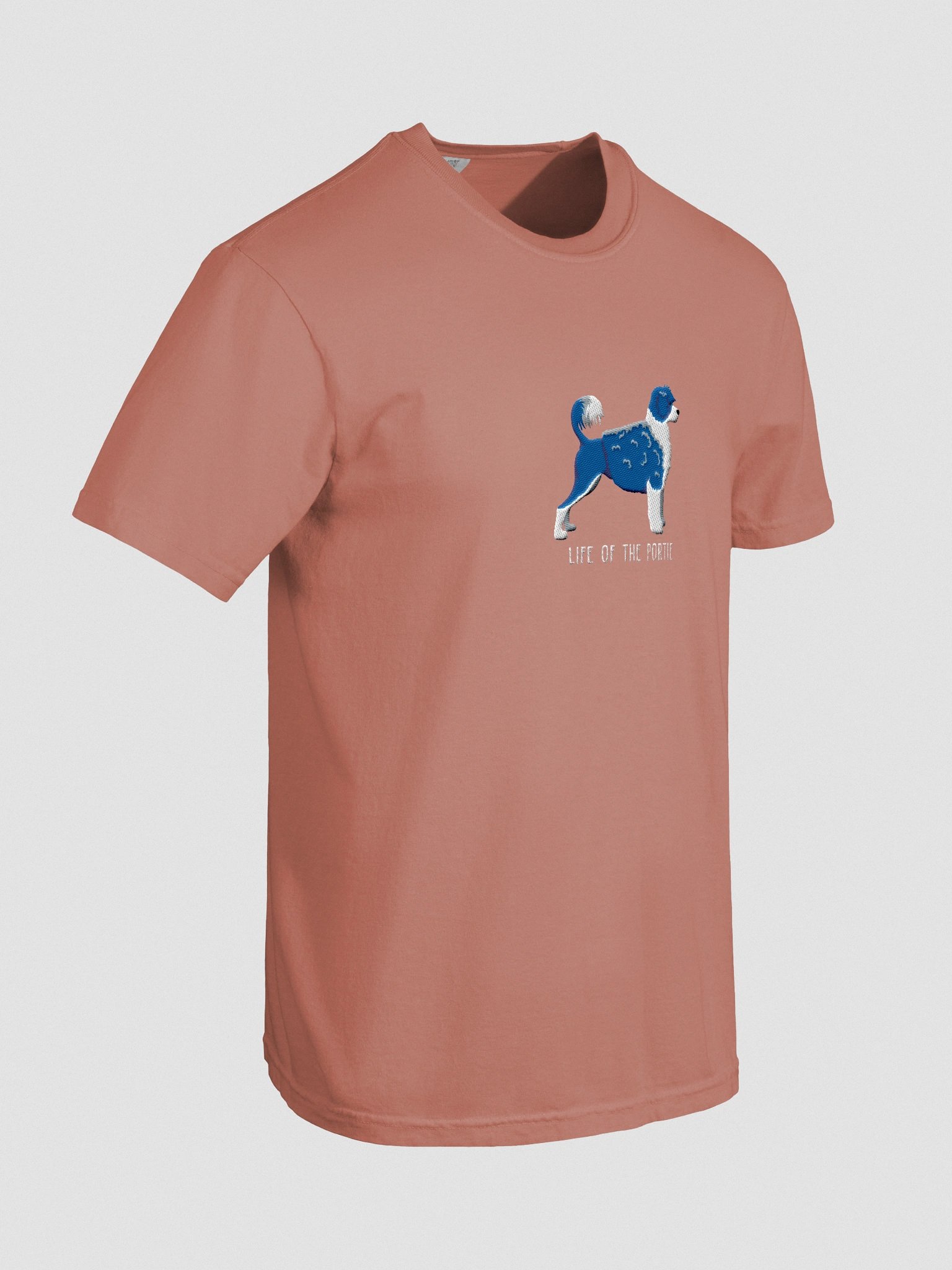 Life of the Portie T-Shirt(Embroidered) of a Portuguese Water Dog(Blue & White) product image (11)