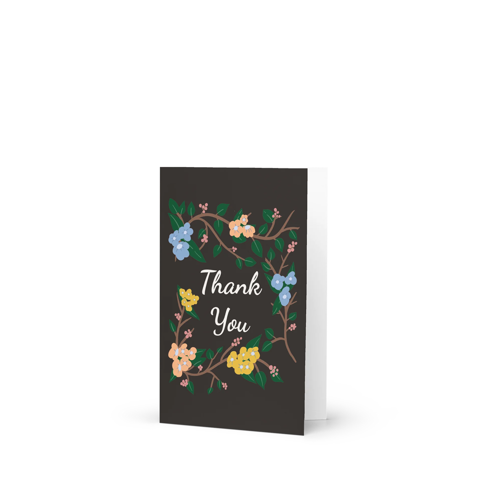 Thank You Botanical Garland - Pink, Yellow & Blue on Dark Espresso product image (1)