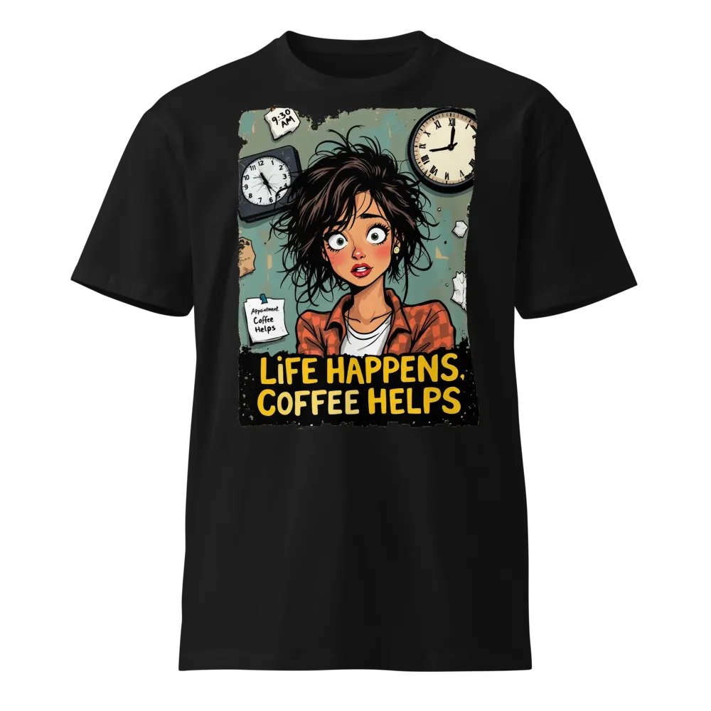 Life Happens, Coffee Helps Cartoon T-Shirt product image (1)