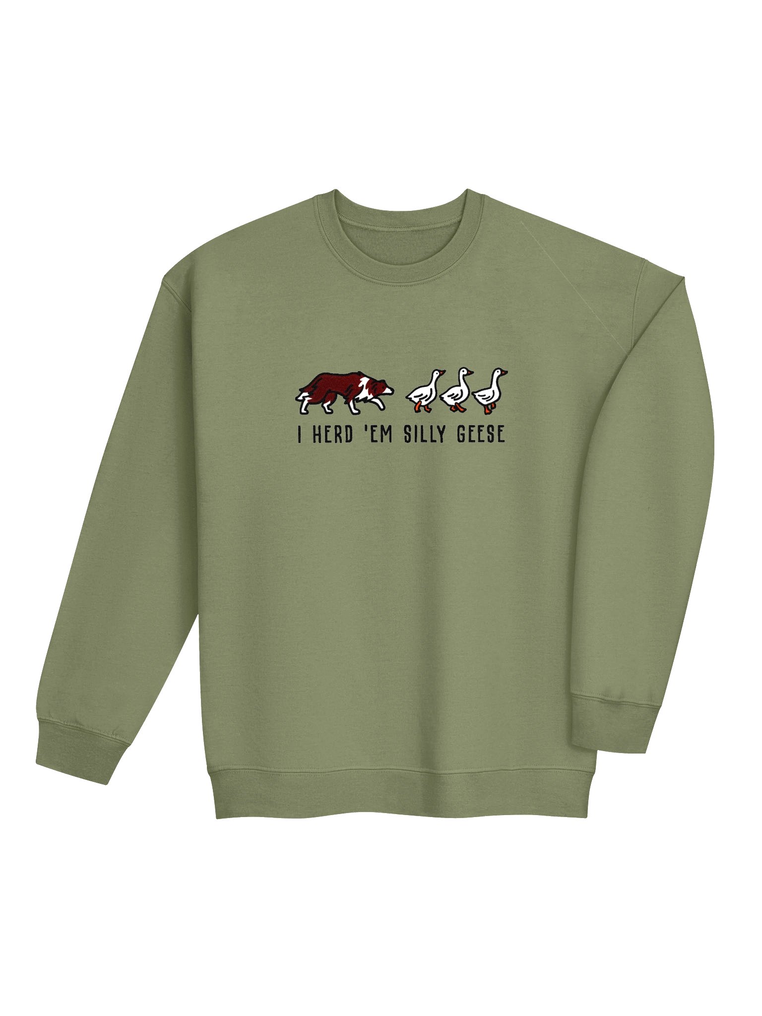 I Herd 'Em Silly Geese Sweatshirt(Embroidered) of a Border Collie(Red & White) product image (7)