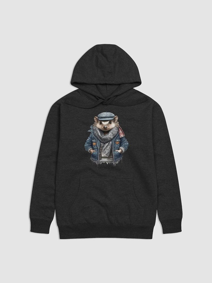 Hedgehog wearing a jacket cap and a scarf Hoodie product image (1)