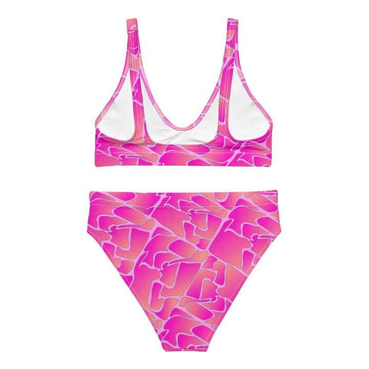 Crazy Paving Pink Pattern High Waisted Bikini product image (2)