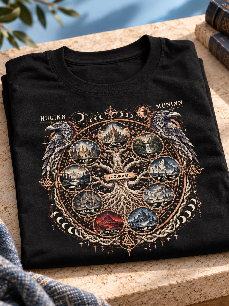The Nine Realms Yggdrasil Cosmogony T-Shirt product image (1)