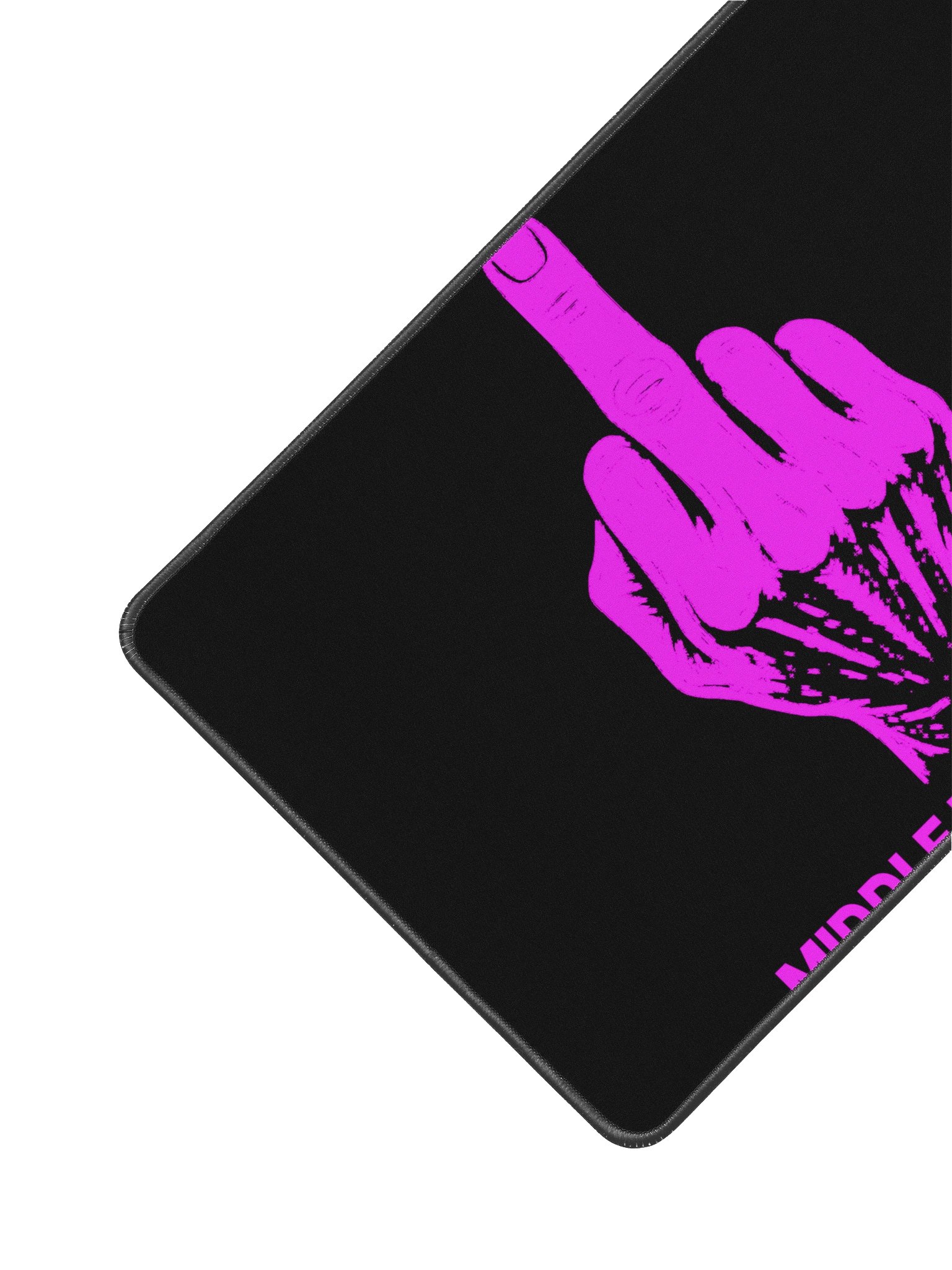 No ShopCo Middle Finger Desk Mat 12 x 18 - Fuchsia Artwork - Black Background product image (2)