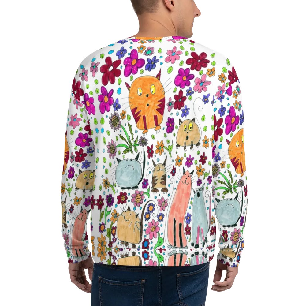Abstract Floral Doodle Art Cats Unisex Sweatshirt product image (9)