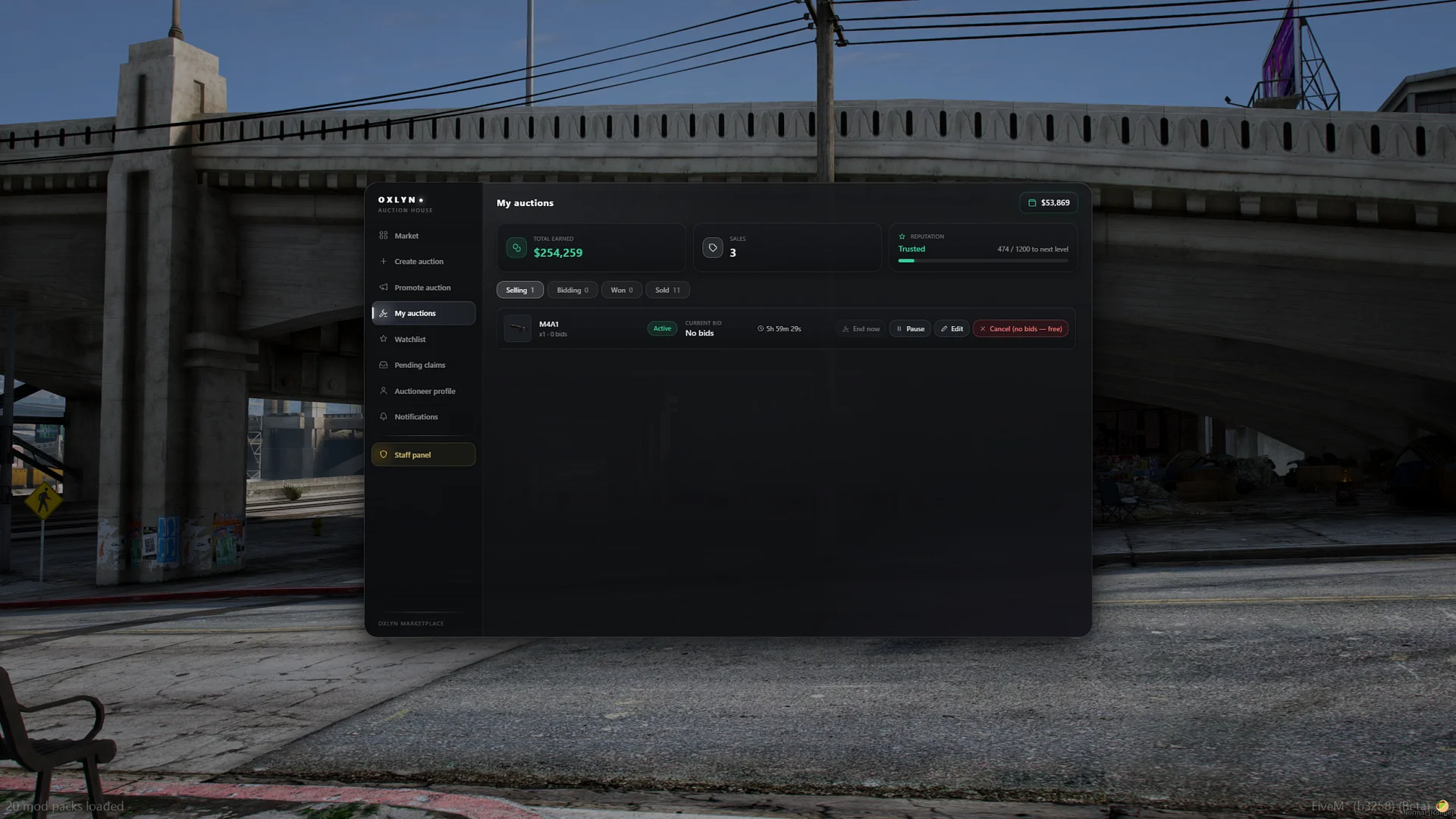 FiveM Auction House Script 🔨 Live Bidding, Reputation System & Staff Panel (ESX/QB/QBox) product image (4)