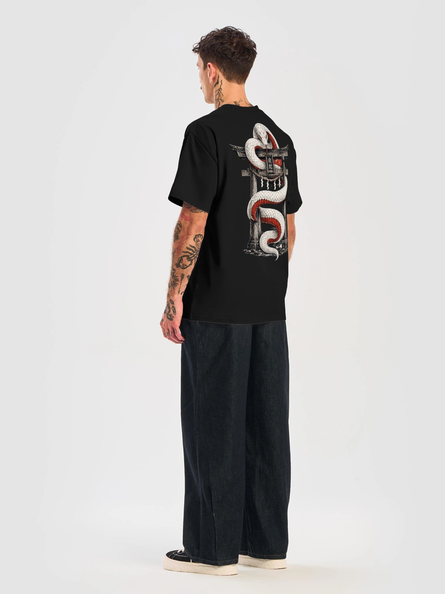White Snake – Japanese Yokai Oversized Graphic T-Shirt | Japanese Folklore Streetwear product image (5)