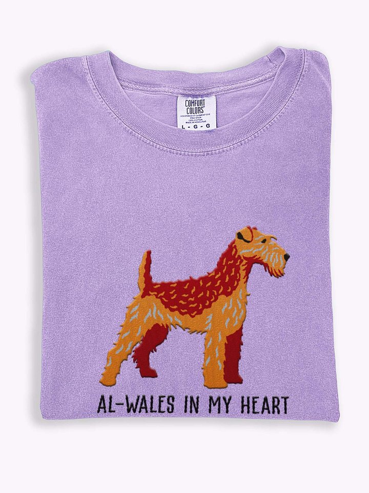 Al-Wales in My Heart T-Shirt(Embroidered) of a Welsh Terrier(Red & Tan) product image (1)