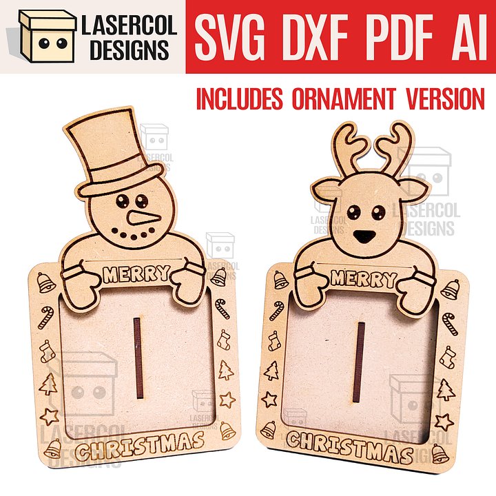 Christmas Photo Frame Ornaments DIY Set 2 - Laser Cut Files product image (1)