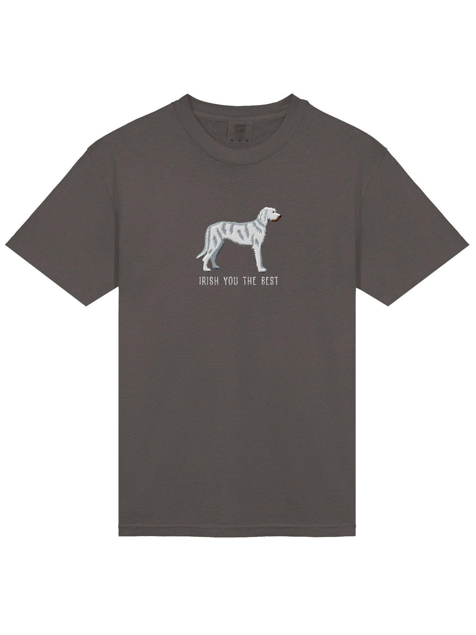 Irish You the Best T-Shirt(Embroidered) of an Irish Wolfhound(White) product image (6)