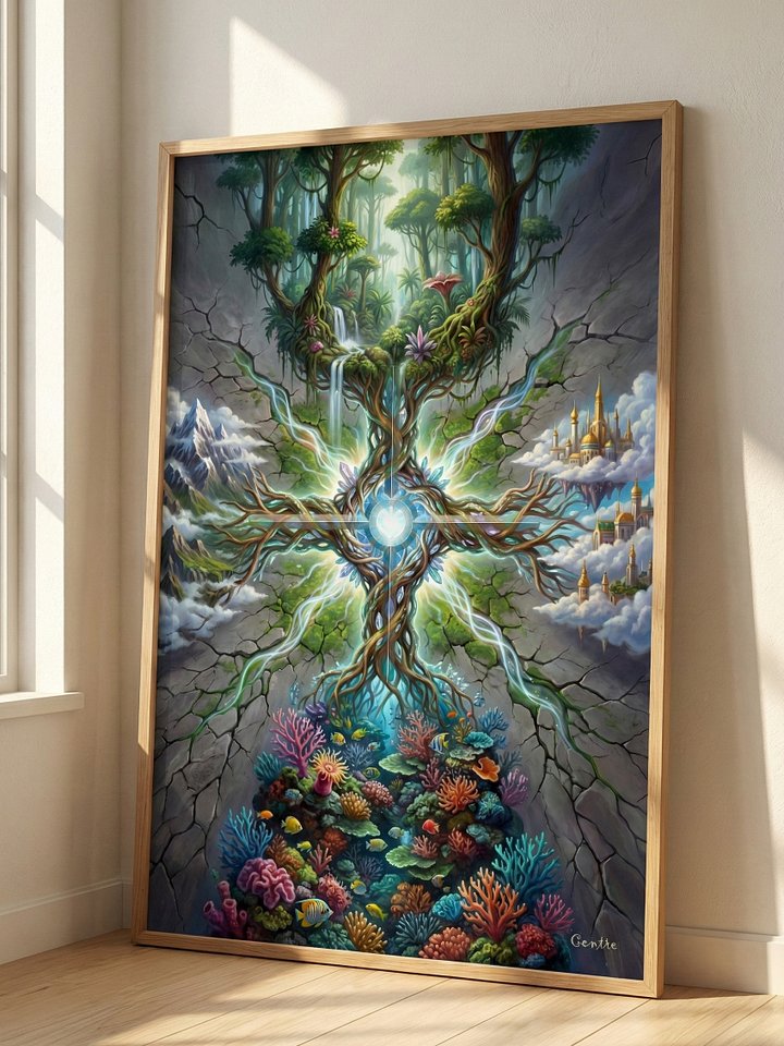 Centre | Sacred Circuits Glyph #1 – Surreal & Nature Art - Vertical Poster product image (2)