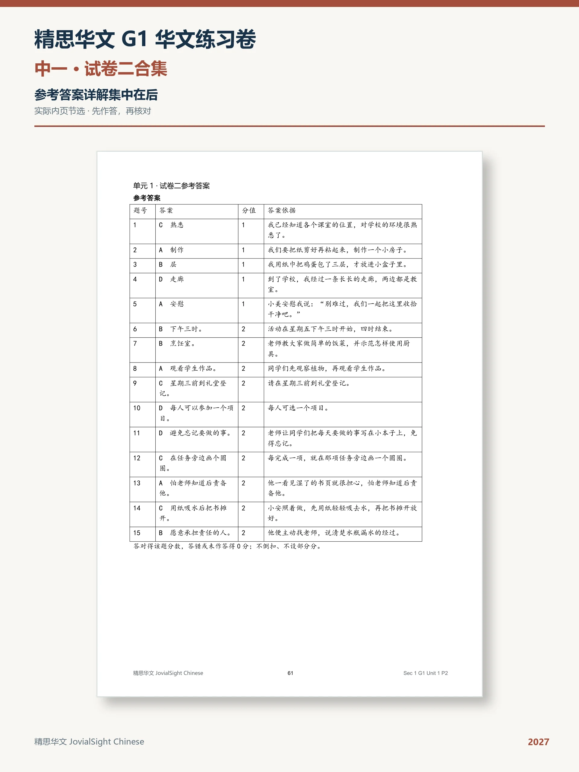 中一 G1 华文试卷二练习合集｜Secondary 1 G1 Chinese Paper 2 Practice product image (3)