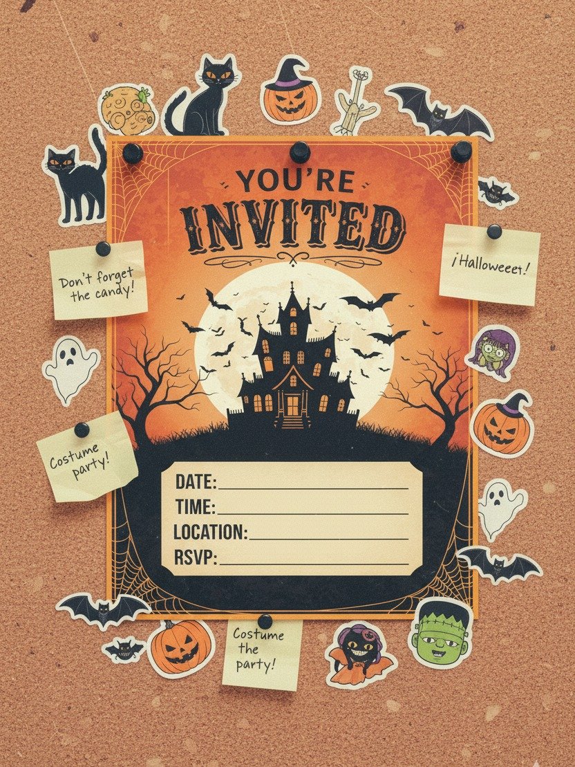 Halloween Party Invitation | Printable Haunted House Spooky Invite | Fill-in-the-Blank Digital Download | Vintage Costume Party Card product image (1)