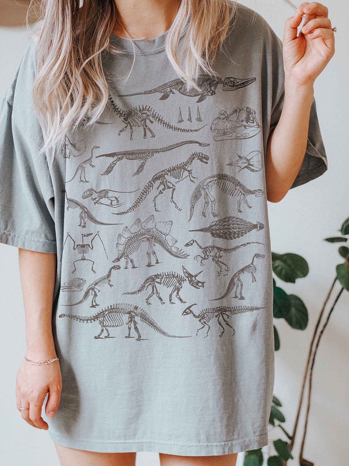 Dark Academia Dinosaur Skeleton Shirt – Vintage Fossil Bones Graphic Tee product image (2)