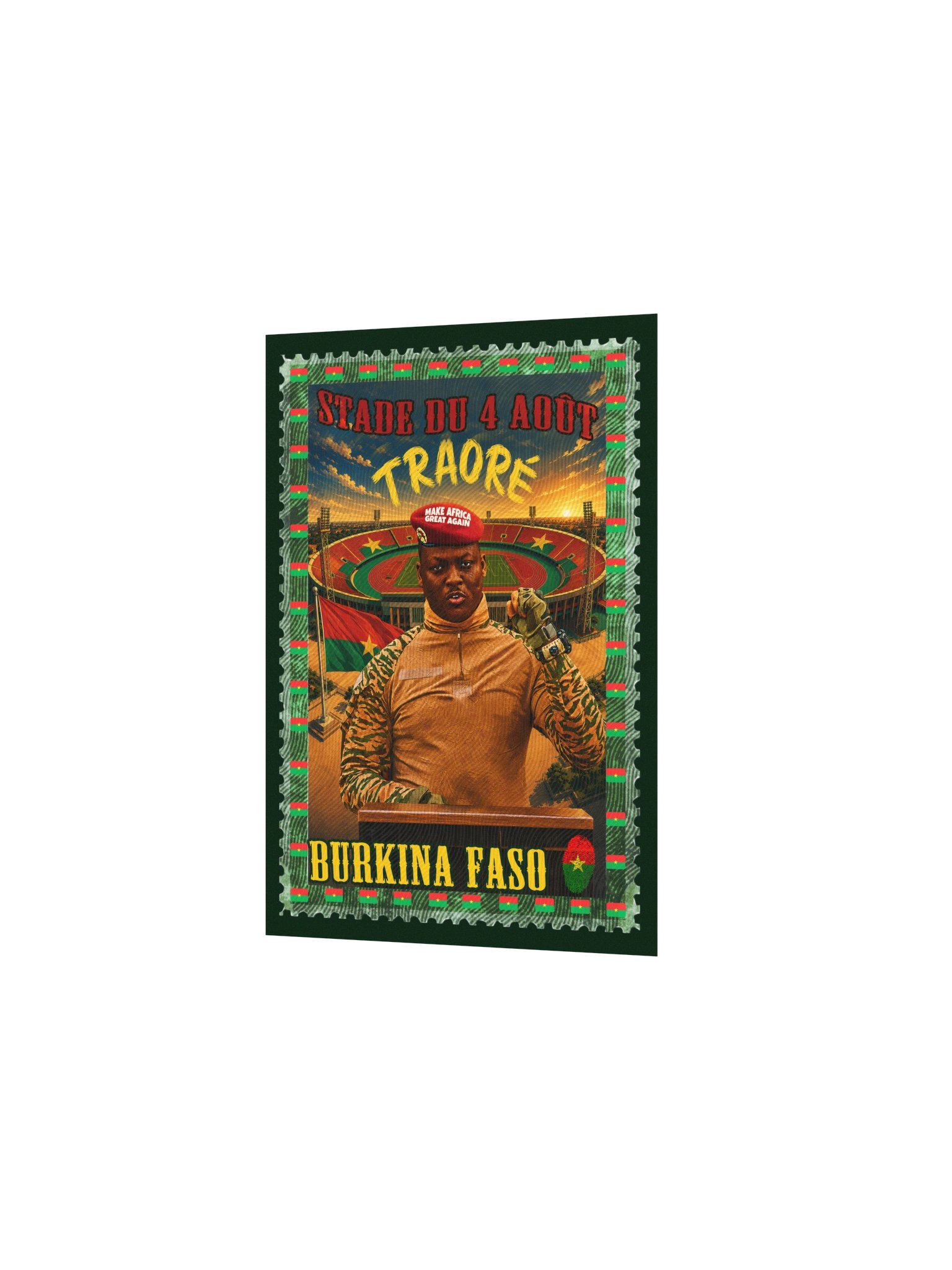 Ibrahim Traoré Vintage Postage Stamp Poster | Stade du 4-Août Burkina Faso Pan-African Wall Art product image (4)