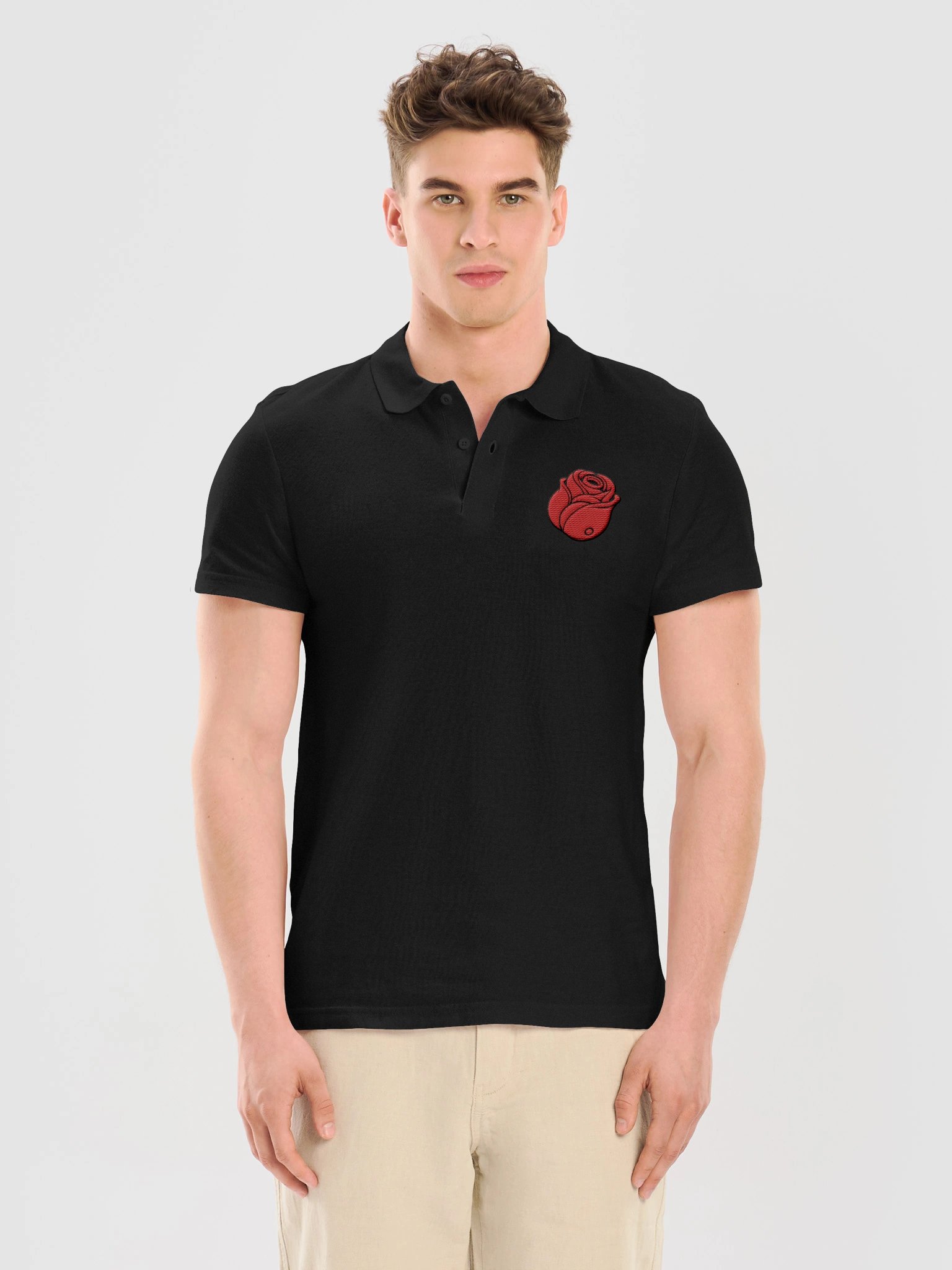 Rose Embroidery Pique Polo Shirt product image (1)