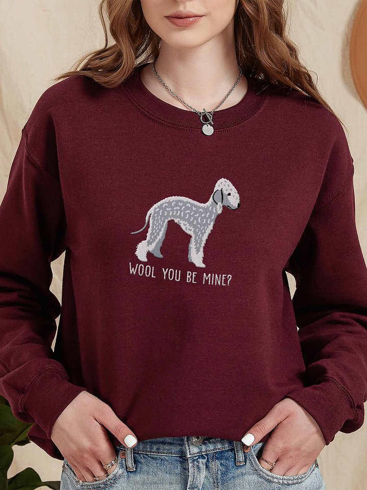 Wool You Be Mine? Sweatshirt (Embroidered) of a Bedlington Terrier(Blue) product image (2)